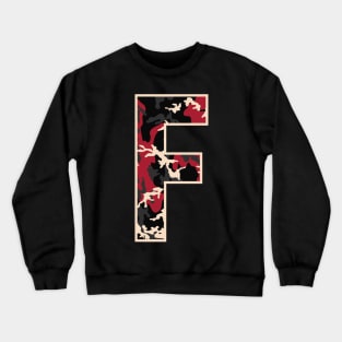 Initial Capital Letter F Camo Alphabet Gift Women Men Boys Girls Crewneck Sweatshirt